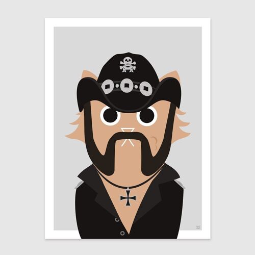 Lemmy Cat Wall Art Print A4