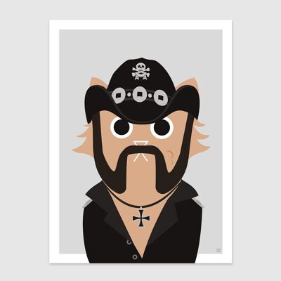 Lemmy Cat Wall Art Print A4 et A3