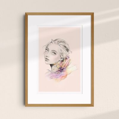 A4 portrait illustration art poster "Flower dreamer III Enflammée" - limited and signed prints