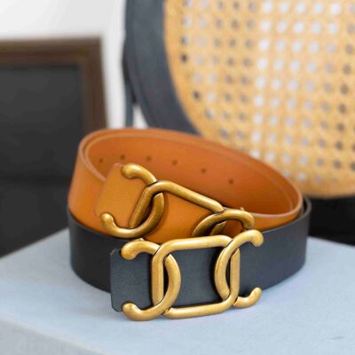 Buckled leather belt