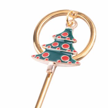 Set de 4 cuillères de Noël dorées avec pendentif, Noël 7