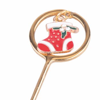 Set de 4 cuillères de Noël dorées avec pendentif, Noël 8