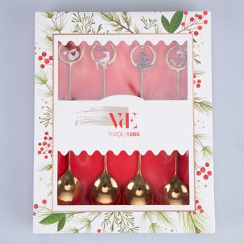 Set de 4 cuillères de Noël dorées avec pendentif, Noël 10