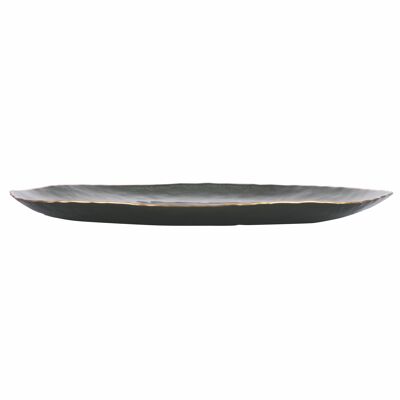 Plato de servir navideño verde Ø 33 cm de vidrio, borde dorado irregular, Green Dune