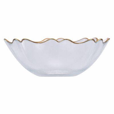 Glass Christmas bowl, golden scalloped edge, Empire
