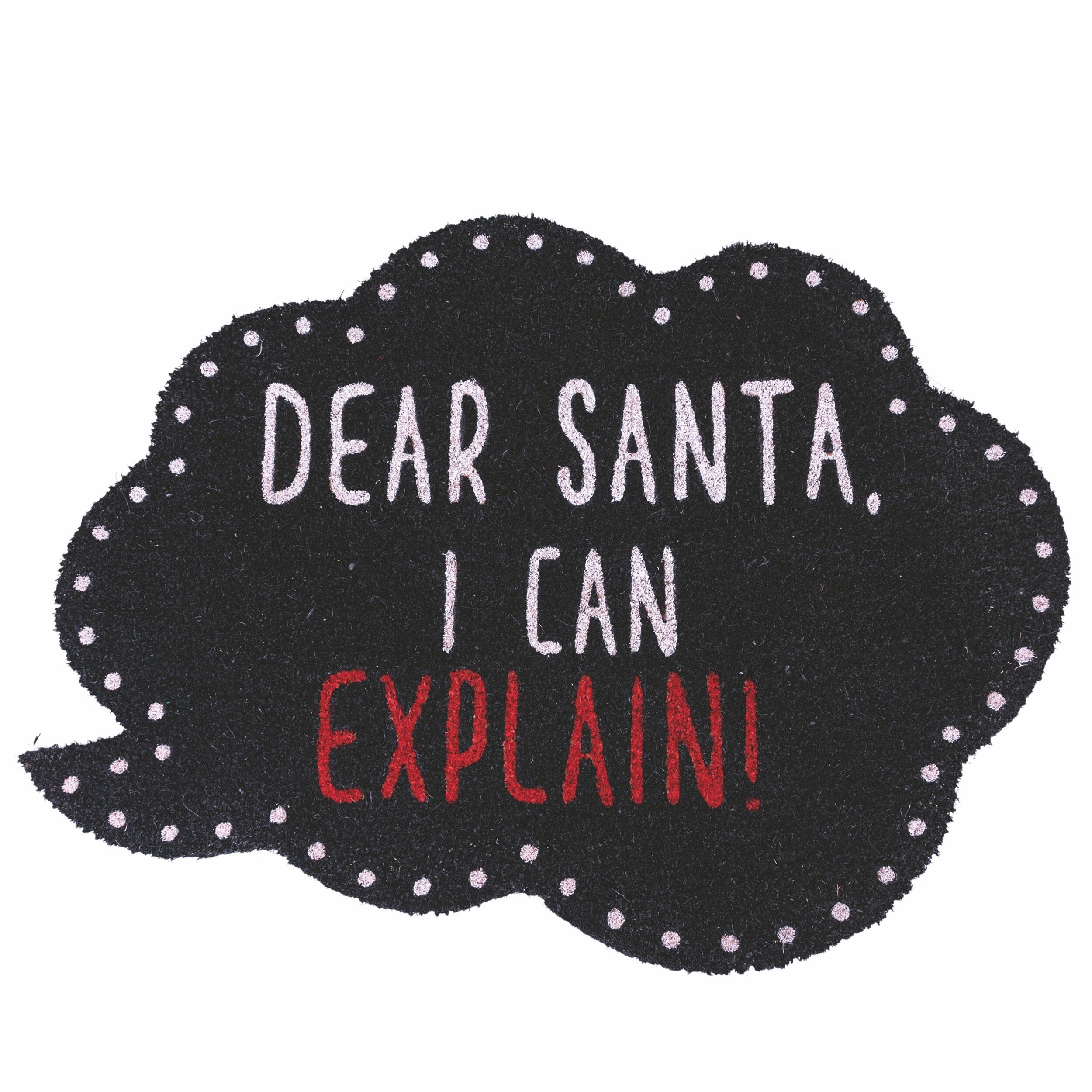 Fußmatte Dear Santa Christmas aus Kokosnuss mit rutschfester Unterseite, 48 x 67 cm