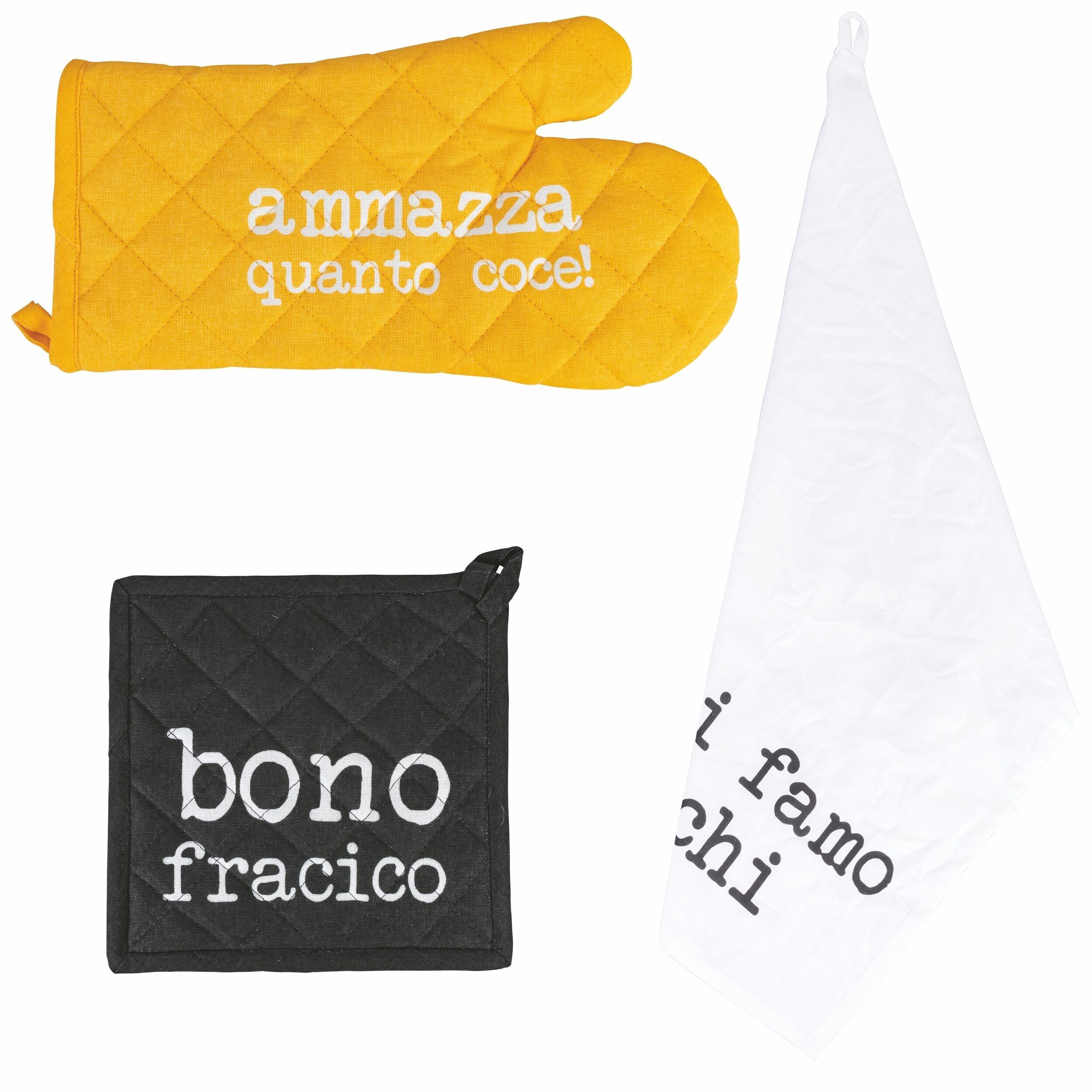 Cotton glove, tea towel and potholder set, S.P.Q.eRe