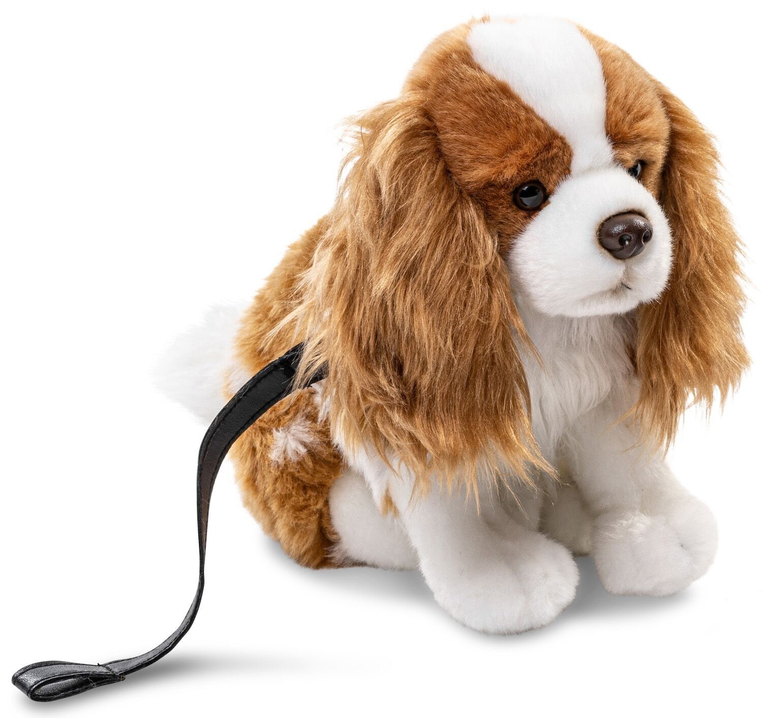 Cocker Spaniel, sentado (con correa) - marrón-blanco - 23 cm (altura) - Palabras clave: perro, mascota, peluche, peluche, peluche, peluche