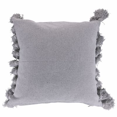 Cuscino arredo con nappine laterali Macramè 44,5x44,5 cm in cotone, grigio chiaro