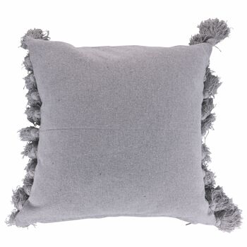 Coussin décoratif avec pompons latéraux Macramè 44,5x44,5 cm en coton, gris clair 1