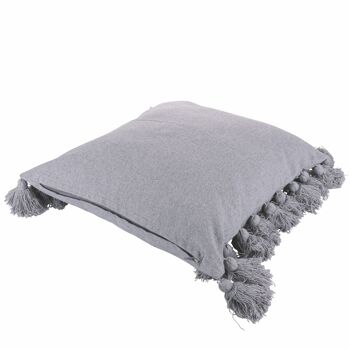 Coussin décoratif avec pompons latéraux Macramè 44,5x44,5 cm en coton, gris clair 2