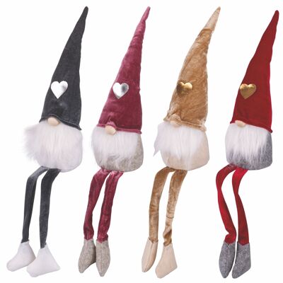 Gnomo navideño en tela con patas suaves h. 60cm, Navidad a la moda