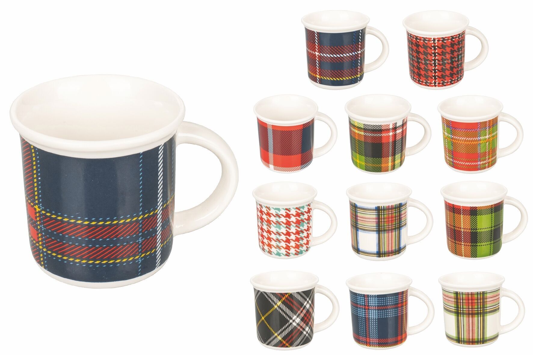 Tasse à café tartan en porcelaine neuve 90 ml