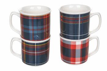 Mug 350 ml en porcelaine tendre, Tartan Bleu 1