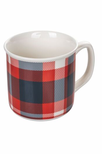 Mug 350 ml en porcelaine tendre, Tartan Bleu 4