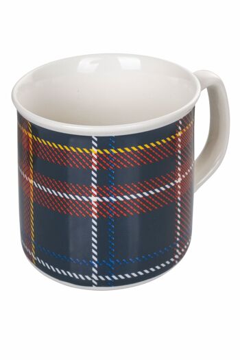 Mug 350 ml en porcelaine tendre, Tartan Bleu 5