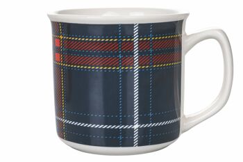 Mug 350 ml en porcelaine tendre, Tartan Bleu 6