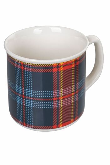 Mug 350 ml en porcelaine tendre, Tartan Bleu 7