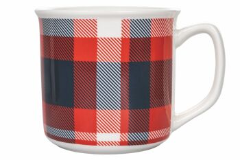 Mug 350 ml en porcelaine tendre, Tartan Bleu 9