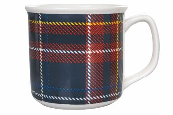 Mug 350 ml en porcelaine tendre, Tartan Bleu 10