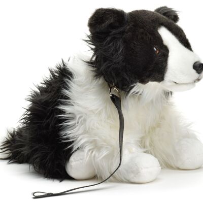 Border Collie, sitting (with leash) - 26 cm (height) - Keywords: dog, pet, plush, plush toy, stuffed animal, cuddly toy