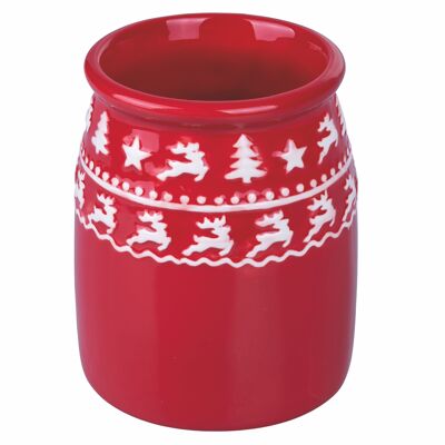 Portautensilios navideño de cerámica, Red Xmas