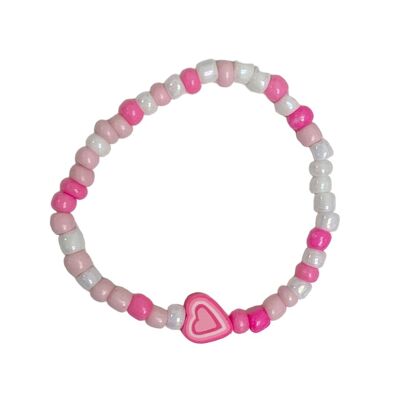 bracelet en argile coeur rose