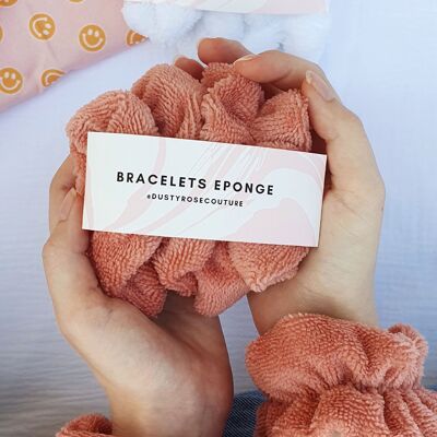 Bracelets de poignets en éponge Microfibre pour la skincare - Terracotta