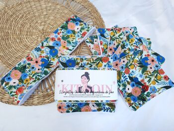 Kit de soin - Lingettes lavables et bandeau - Fleurs 1