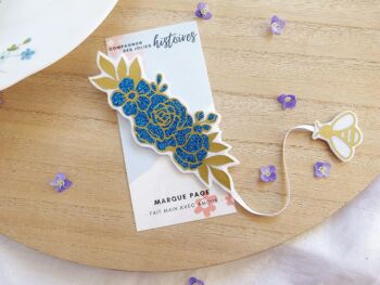 Kit Fleurs Bleues - Marque-pages, Bracelet et Pochon 4
