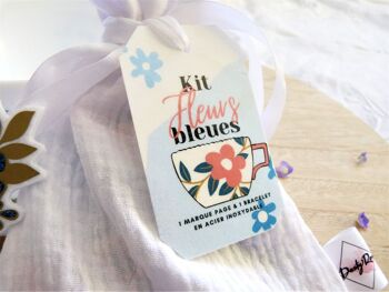 Kit Fleurs Bleues - Marque-pages, Bracelet et Pochon 6