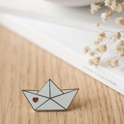 Origami boat pin