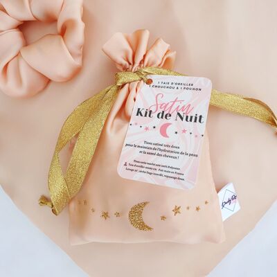 Satin night kit - Satin pillowcase - Satin pouch - Satin darling