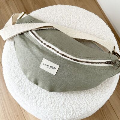 Khaki linen fanny pack