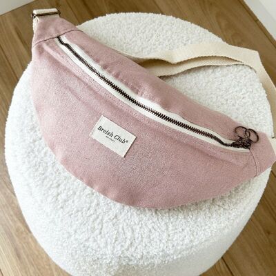 Pink linen fanny pack