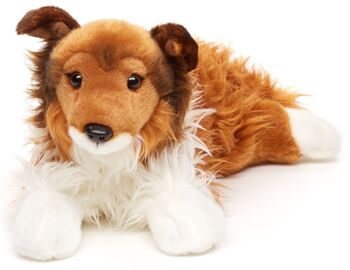 Collie à poils longs, couché - visage marron - 41 cm (longueur) - Mots clés : chien, animal de compagnie, peluche, peluche, peluche, peluche 3