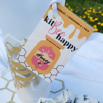 Kit Bee Happy, Gobelet - Chouchou et Pins abeille 4