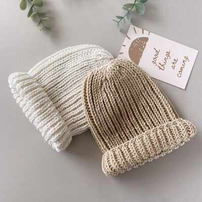 Cappello lavorato a maglia grosso per bambini, fatto a mano, biologico, di base, per regali pasquali