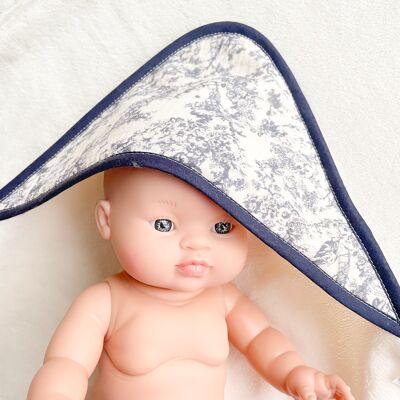 Jouy blue baby bath cape