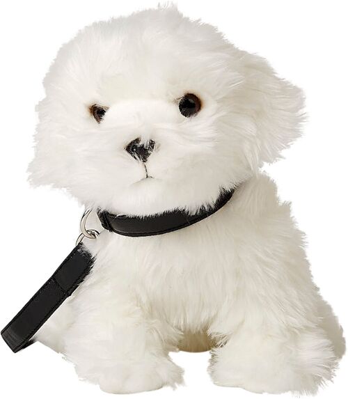 Malteser Hund (mit Leine) - 26 cm (Länge) - Keywords: Hund, Haustier, Plüsch, Plüschtier, Stofftier, Kuscheltier