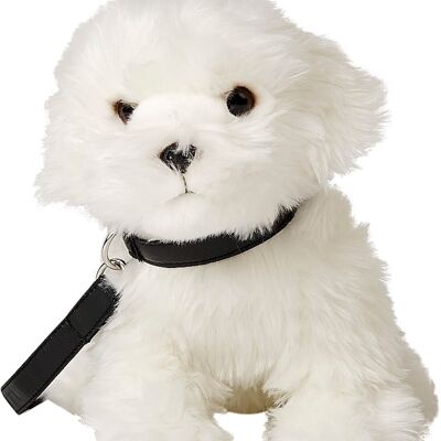 Maltese dog (with leash) - 26 cm (length) - Keywords: dog, pet, plush, plush toy, stuffed animal, cuddly toy