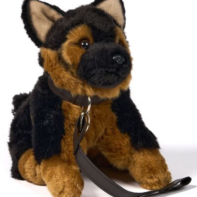 Berger allemand (avec laisse) - Avec voix qui aboie (son) - 18 cm (hauteur) - Mots clés : chien, animal de compagnie, peluche, peluche, peluche, peluche