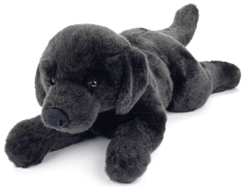Labrador schwarz, liegend - 40 cm (Länge) - Keywords: Hund, Haustier, Plüsch, Plüschtier, Stofftier, Kuscheltier