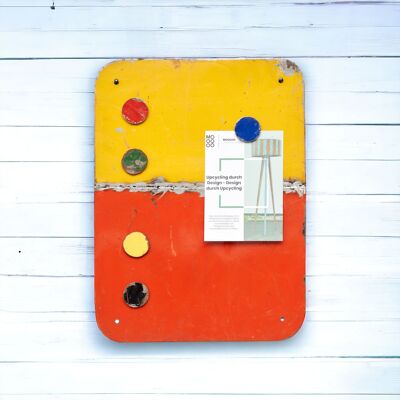 Magnetic board made from recycled oil barrels with 5 colorful magnets