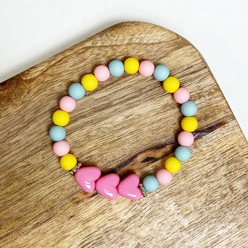 girls bracelet pink hearts