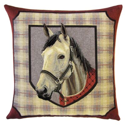 housse de coussin tartan cheval blanc