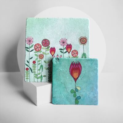 Posavasos de azulejos flor mágica 15 cm x 15 cm