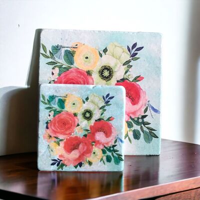 Posavasos de azulejos Tiny Blossom Beautiful 15 cm x 15 cm