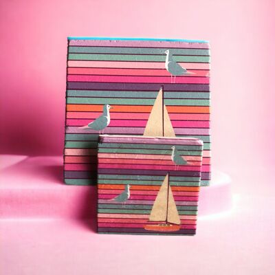 Tile coaster rainbow ship 15 cm x 15 cm