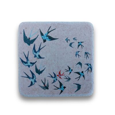 Magnet mini tile flock of swallows